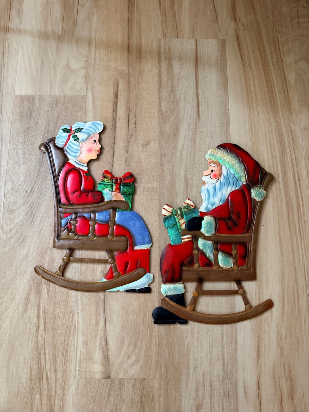 Santa and Mrs. Claus Rocking Chair Wall Décor - Festive Holiday Pair